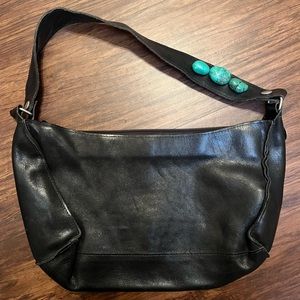 Vintage Two Bar West Y2K Shoulder Bag with Real Turquoise